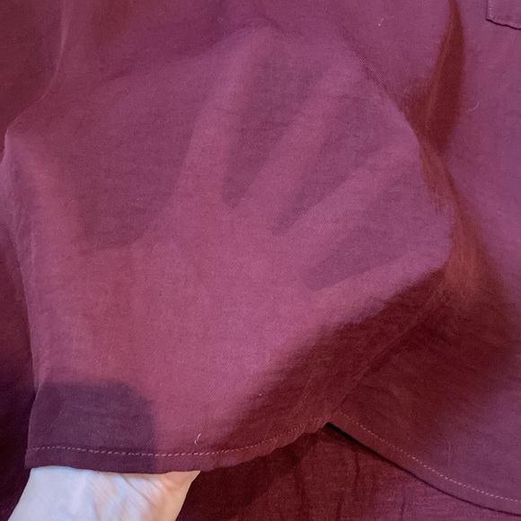 DOLAN T-Shirt M Mixed Media Raglan Sleeve Pocket Tee Round Neck Burgundy Maroon - Picture 3 of 9